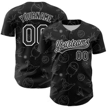 Load image into Gallery viewer, Custom Black White 3D Halloween Authentic Baseball Jersey