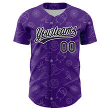 Load image into Gallery viewer, Custom Purple Black-White 3D Halloween Authentic Baseball Jersey