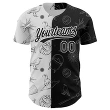 Load image into Gallery viewer, Custom Black White 3D Halloween Authentic Baseball Jersey