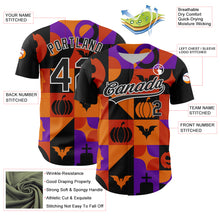Load image into Gallery viewer, Custom Orange Black-Purple 3D Halloween Authentic Baseball Jersey