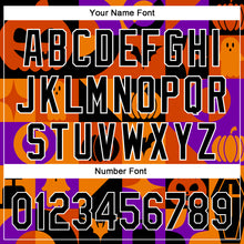 Load image into Gallery viewer, Custom Orange Black-Purple 3D Halloween Authentic Baseball Jersey