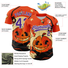 Load image into Gallery viewer, Custom Orange Purple-White 3D Halloween Authentic Baseball Jersey