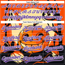 Load image into Gallery viewer, Custom Orange Purple-White 3D Halloween Authentic Baseball Jersey