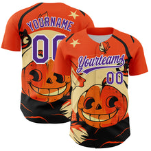 Load image into Gallery viewer, Custom Orange Purple-White 3D Halloween Authentic Baseball Jersey
