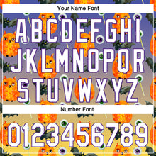 Load image into Gallery viewer, Custom Purple White-Yellow 3D Halloween Authentic Baseball Jersey