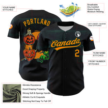 Load image into Gallery viewer, Custom Black Bay Orange-Green 3D Halloween Authentic Baseball Jersey