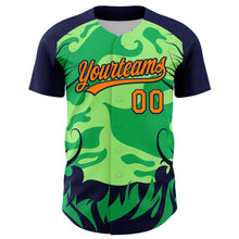 Load image into Gallery viewer, Custom Neon Green Bay Orange-Navy 3D Halloween Authentic Baseball Jersey