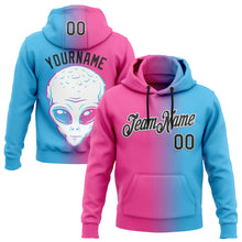 Load image into Gallery viewer, Custom Stitched Sky Blue Black-Pink 3D Halloween Gradient Sports Pullover Sweatshirt Hoodie
