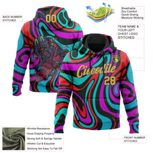 Load image into Gallery viewer, Custom Stitched Black Neon Green-Hot Pink 3D Halloween Fluid Sports Pullover Sweatshirt Hoodie