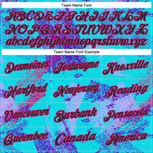 Load image into Gallery viewer, Custom Stitched Ice Blue Black-Hot Pink 3D Halloween Abstract Brush Stroke Sports Pullover Sweatshirt Hoodie