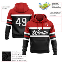 Load image into Gallery viewer, Custom Stitched Black White-Red Line Sports Pullover Sweatshirt Hoodie