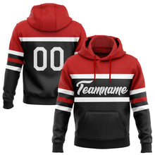 Load image into Gallery viewer, Custom Stitched Black White-Red Line Sports Pullover Sweatshirt Hoodie