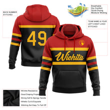Load image into Gallery viewer, Custom Stitched Black Gold-Red Line Sports Pullover Sweatshirt Hoodie