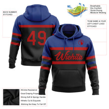 Load image into Gallery viewer, Custom Stitched Black Red-Royal Line Sports Pullover Sweatshirt Hoodie
