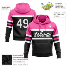 Load image into Gallery viewer, Custom Stitched Black White-Pink Line Sports Pullover Sweatshirt Hoodie