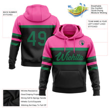 Load image into Gallery viewer, Custom Stitched Black Kelly Green-Pink Line Sports Pullover Sweatshirt Hoodie