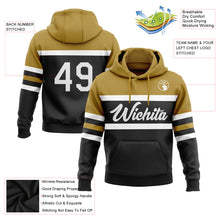 Load image into Gallery viewer, Custom Stitched Black White-Old Gold Line Sports Pullover Sweatshirt Hoodie