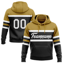 Load image into Gallery viewer, Custom Stitched Black White-Old Gold Line Sports Pullover Sweatshirt Hoodie