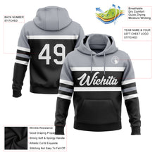 Load image into Gallery viewer, Custom Stitched Black White-Gray Line Sports Pullover Sweatshirt Hoodie