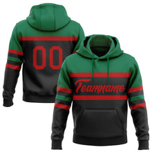 Load image into Gallery viewer, Custom Stitched Black Red-Kelly Green Line Sports Pullover Sweatshirt Hoodie