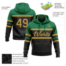 Load image into Gallery viewer, Custom Stitched Black Old Gold-Kelly Green Line Sports Pullover Sweatshirt Hoodie