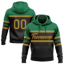 Load image into Gallery viewer, Custom Stitched Black Old Gold-Kelly Green Line Sports Pullover Sweatshirt Hoodie