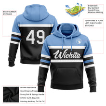 Load image into Gallery viewer, Custom Stitched Black White-Light Blue Line Sports Pullover Sweatshirt Hoodie