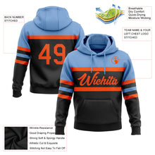 Load image into Gallery viewer, Custom Stitched Black Orange-Light Blue Line Sports Pullover Sweatshirt Hoodie