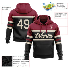 Load image into Gallery viewer, Custom Stitched Black Cream-Crimson Line Sports Pullover Sweatshirt Hoodie