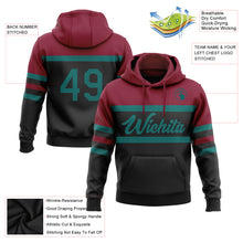 Load image into Gallery viewer, Custom Stitched Black Teal-Crimson Line Sports Pullover Sweatshirt Hoodie