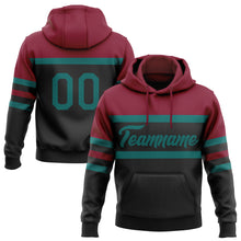 Load image into Gallery viewer, Custom Stitched Black Teal-Crimson Line Sports Pullover Sweatshirt Hoodie