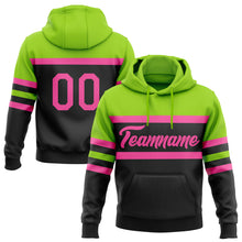 Load image into Gallery viewer, Custom Stitched Black Pink-Neon Green Line Sports Pullover Sweatshirt Hoodie