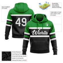 Load image into Gallery viewer, Custom Stitched Black White-Grass Green Line Sports Pullover Sweatshirt Hoodie