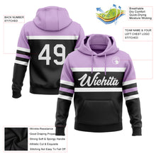 Load image into Gallery viewer, Custom Stitched Black White-Light Purple Line Sports Pullover Sweatshirt Hoodie