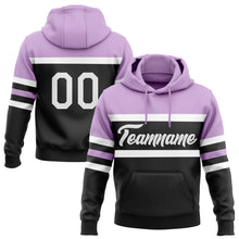 Load image into Gallery viewer, Custom Stitched Black White-Light Purple Line Sports Pullover Sweatshirt Hoodie