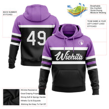 Load image into Gallery viewer, Custom Stitched Black White-Medium Purple Line Sports Pullover Sweatshirt Hoodie