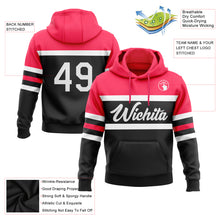 Load image into Gallery viewer, Custom Stitched Black White-Neon Pink Line Sports Pullover Sweatshirt Hoodie