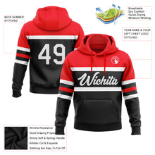 Load image into Gallery viewer, Custom Stitched Black White-Fire Red Line Sports Pullover Sweatshirt Hoodie