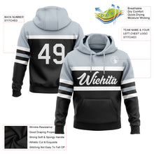 Load image into Gallery viewer, Custom Stitched Black White-Silver Line Sports Pullover Sweatshirt Hoodie