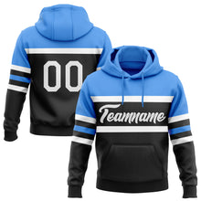 Load image into Gallery viewer, Custom Stitched Black White-Powder Blue Line Sports Pullover Sweatshirt Hoodie
