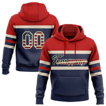 Load image into Gallery viewer, Custom Stitched Navy Vintage USA Flag Cream-Red Line Sports Pullover Sweatshirt Hoodie