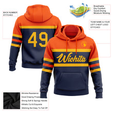Load image into Gallery viewer, Custom Stitched Navy Gold-Orange Line Sports Pullover Sweatshirt Hoodie