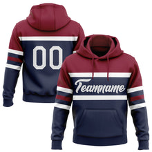 Load image into Gallery viewer, Custom Stitched Navy White-Crimson Line Sports Pullover Sweatshirt Hoodie