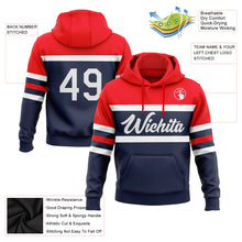 Load image into Gallery viewer, Custom Stitched Navy White-Fire Red Line Sports Pullover Sweatshirt Hoodie