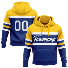 Load image into Gallery viewer, Custom Stitched Royal White-Yellow Line Sports Pullover Sweatshirt Hoodie