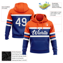 Load image into Gallery viewer, Custom Stitched Royal White-Orange Line Sports Pullover Sweatshirt Hoodie