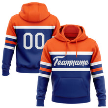 Load image into Gallery viewer, Custom Stitched Royal White-Orange Line Sports Pullover Sweatshirt Hoodie