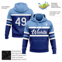 Load image into Gallery viewer, Custom Stitched Royal White-Light Blue Line Sports Pullover Sweatshirt Hoodie