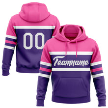 Load image into Gallery viewer, Custom Stitched Purple White-Pink Line Sports Pullover Sweatshirt Hoodie