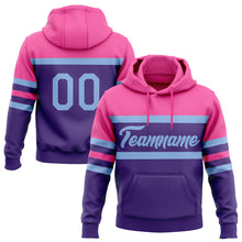 Load image into Gallery viewer, Custom Stitched Purple Light Blue-Pink Line Sports Pullover Sweatshirt Hoodie